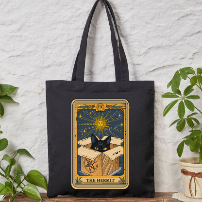 Purplehecate The Hermit Cat Tarot Card Tote Bag