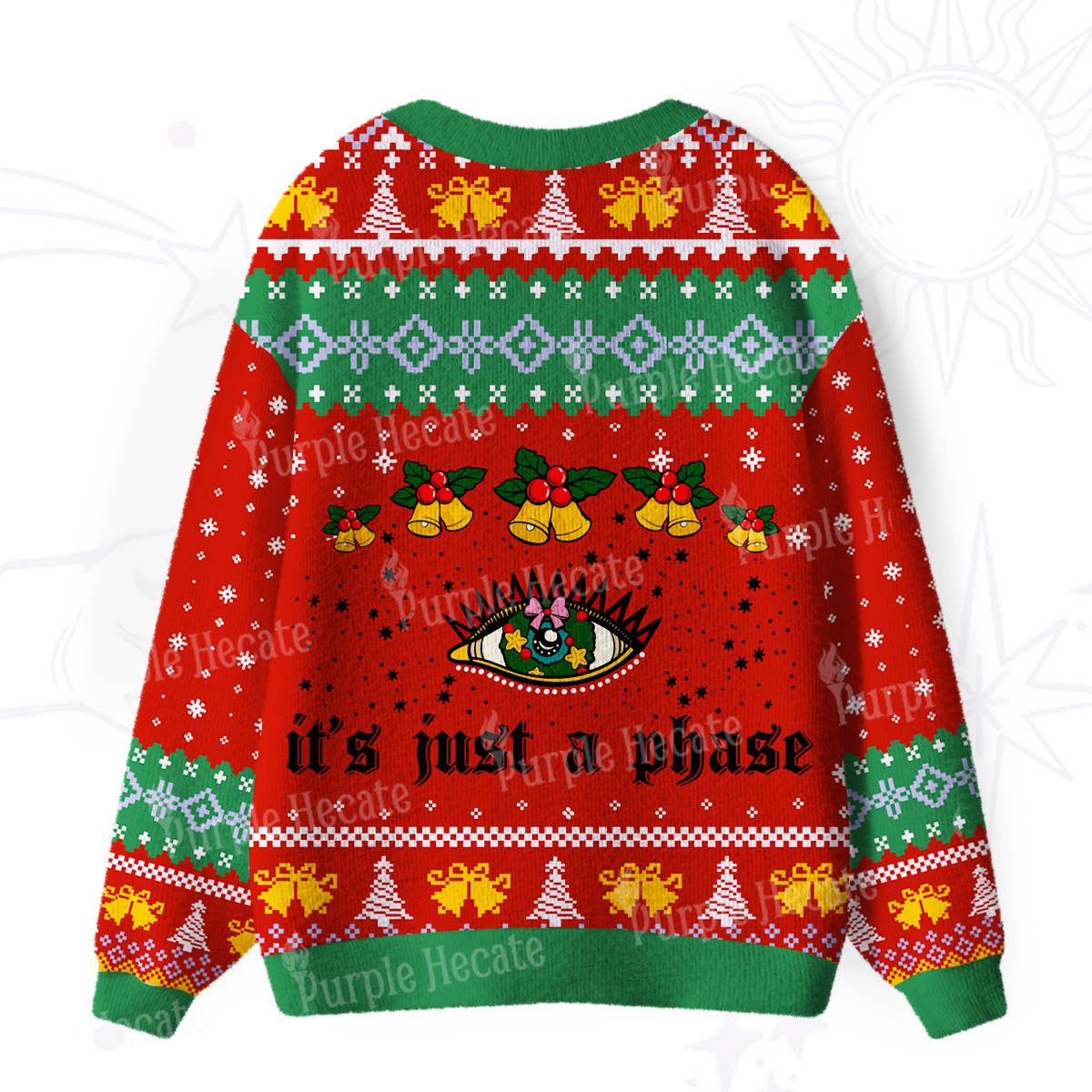 Purplehecate It's Just A Phase Christmas Ugly Cardigan Sweaters