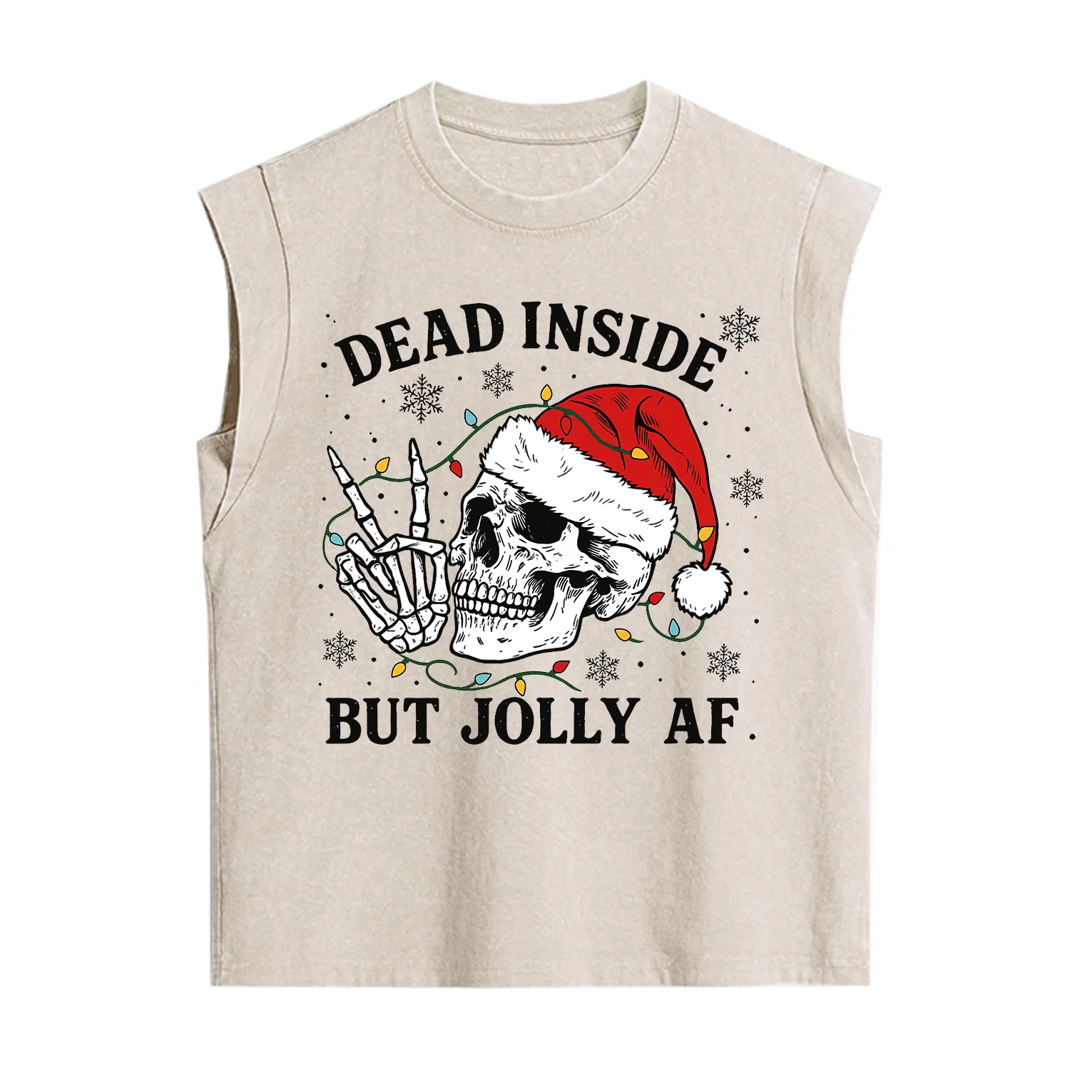 Purplehecate Dead Inside But Jolly AF Christmas Vintage Washed Tank