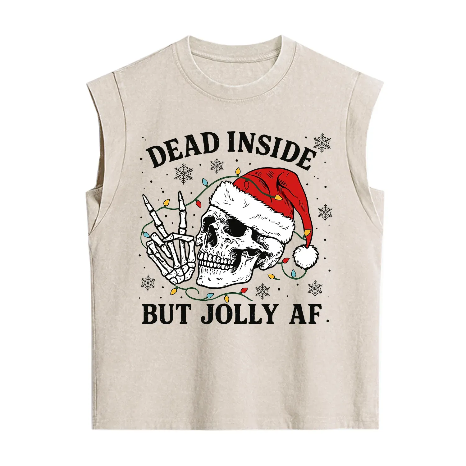 Purplehecate Dead Inside But Jolly AF Christmas Vintage Washed Tank