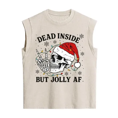 Purplehecate Dead Inside But Jolly AF Christmas Vintage Washed Tank