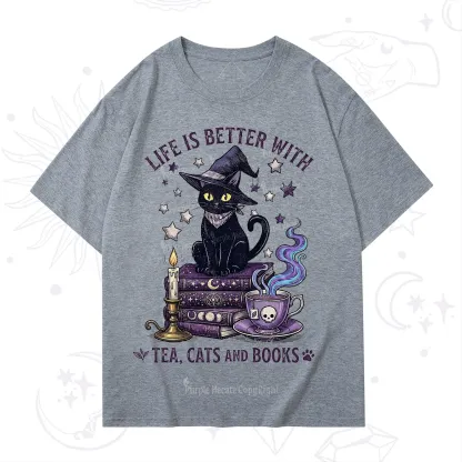 Purplehecate Life Is Better With Cats And Books T-Shirt