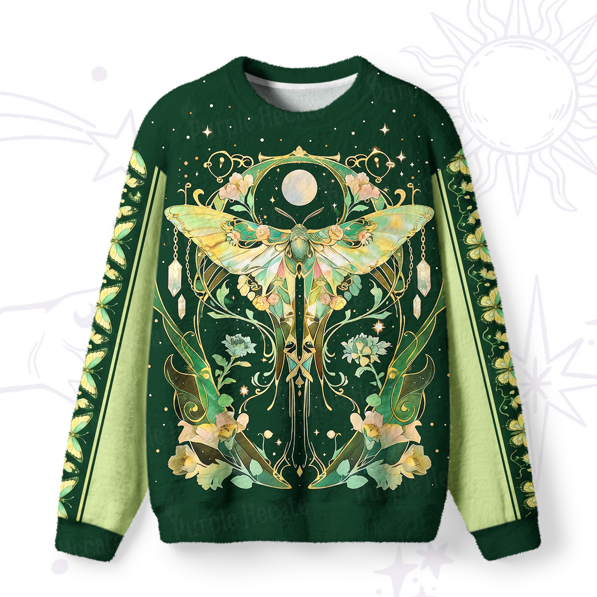 Purplehecate Moon Moth Rave Fuzzy Ugly Sweatshirt