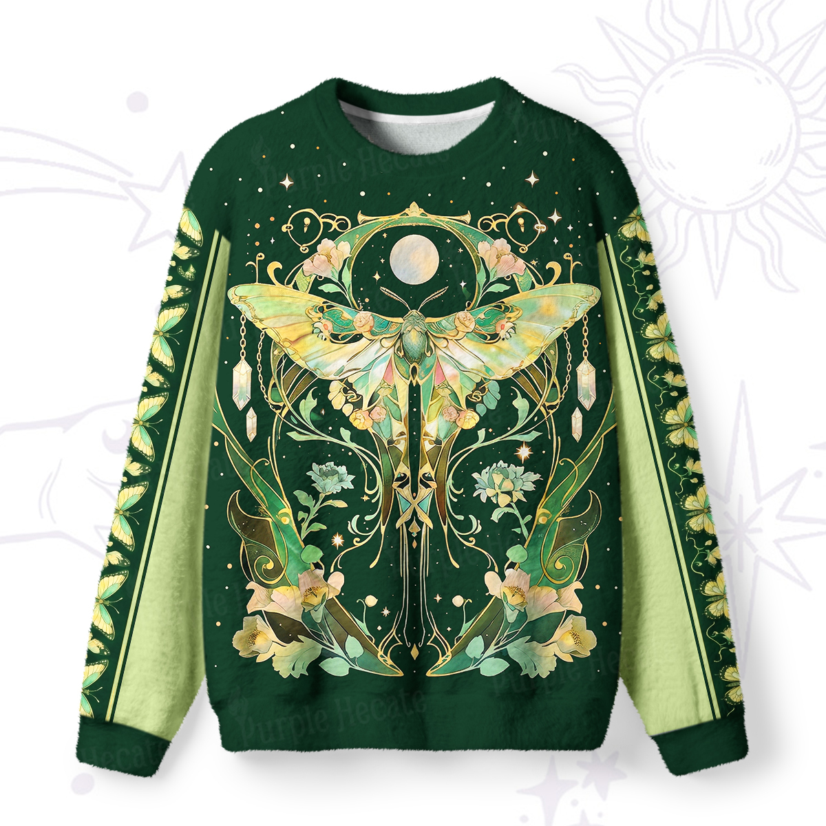 Purplehecate Moon Moth Rave Fuzzy Ugly Sweatshirt