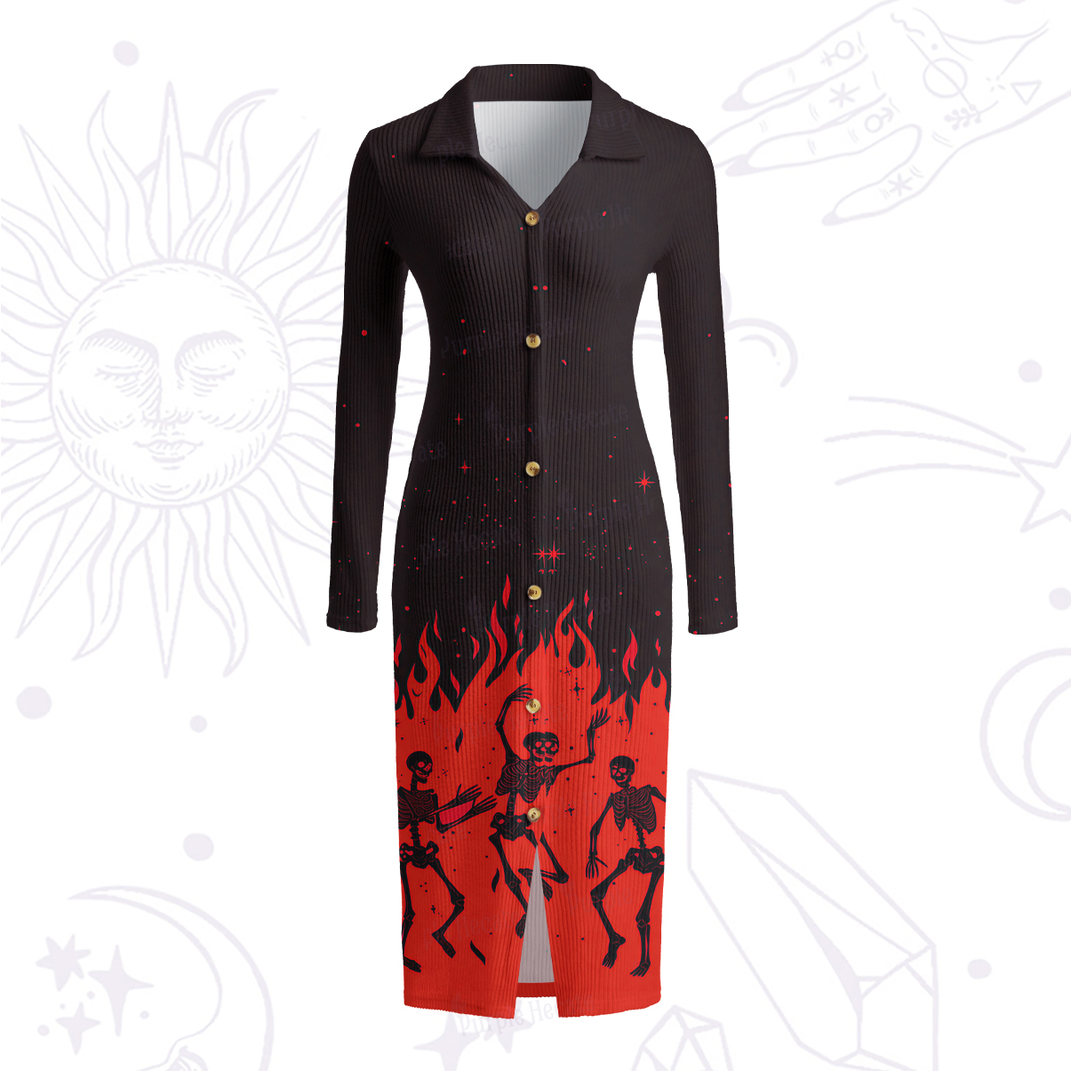 Purplehecate Infernal Revelry Ribbed Knit Dress