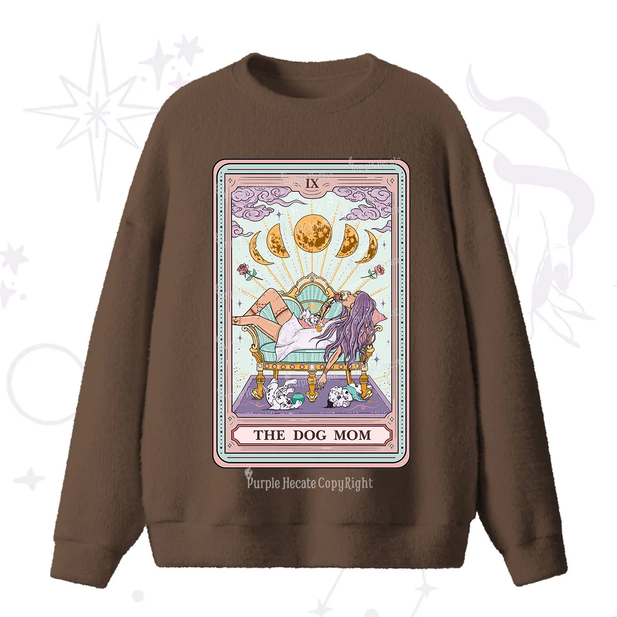 Purplehecate The Dog Mom Tarot Fuzzy Ugly Sweater