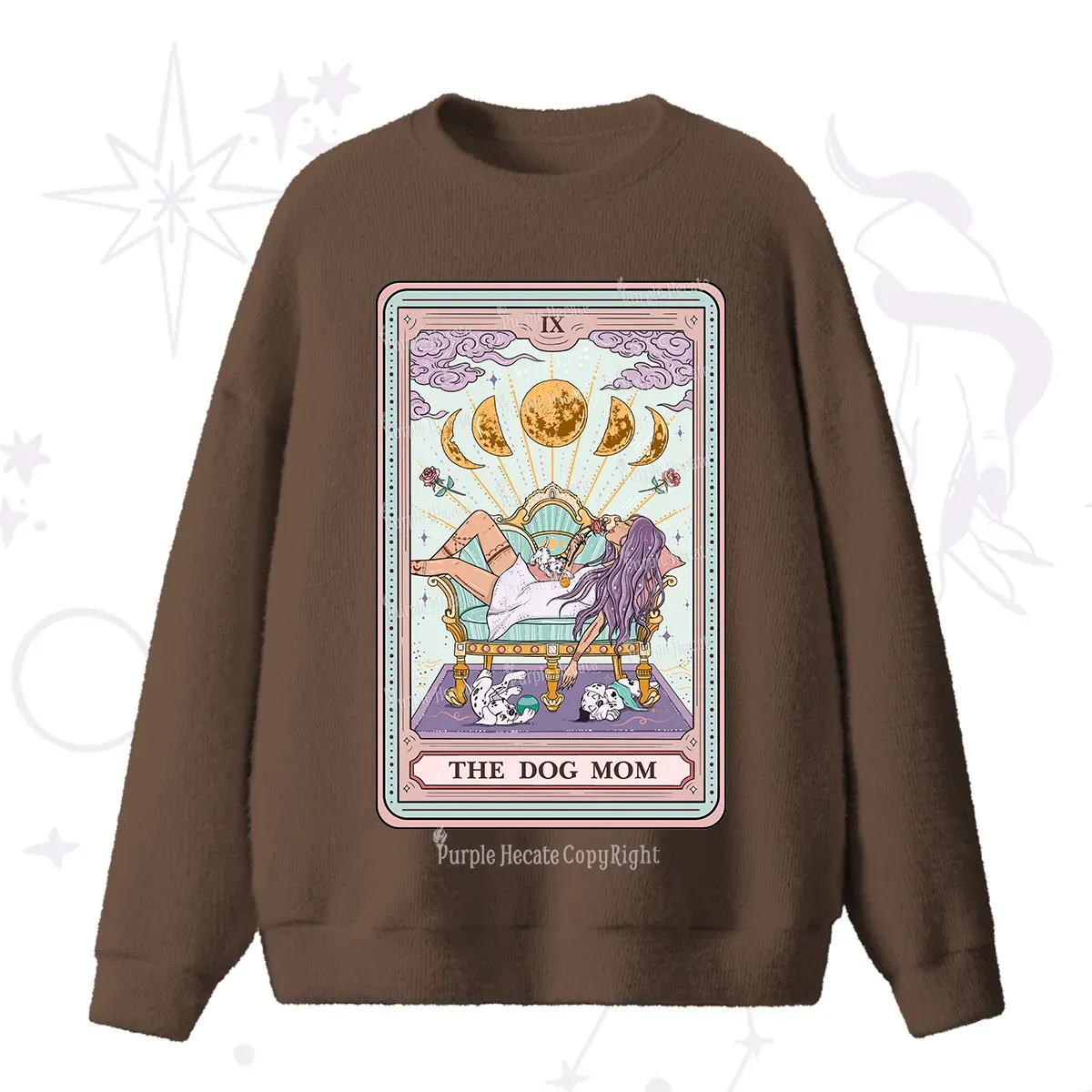 Purplehecate The Dog Mom Tarot Fuzzy Ugly Sweater