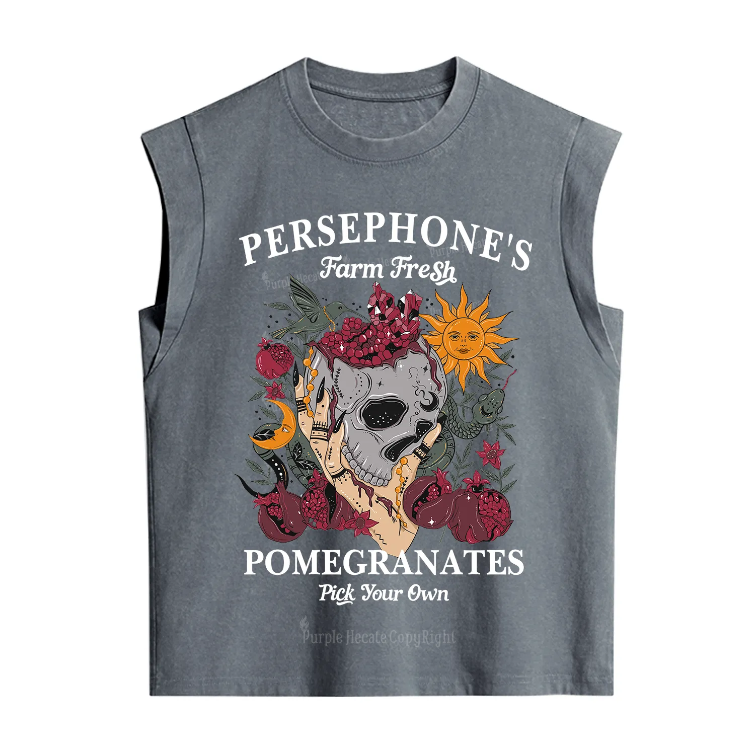 Purplehecate Persephone's Farm Fresh Pomegranates Pick Your Own Vintage Washed Tank