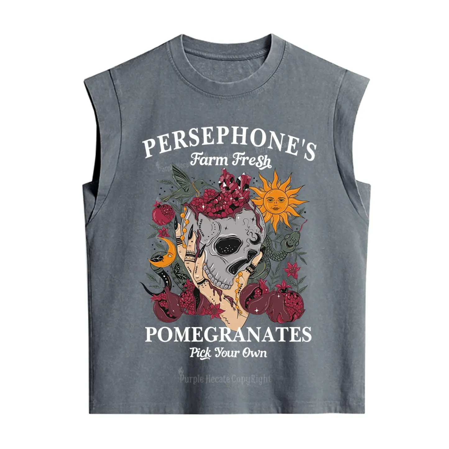 Purplehecate Persephone's Farm Fresh Pomegranates Pick Your Own Vintage Washed Tank