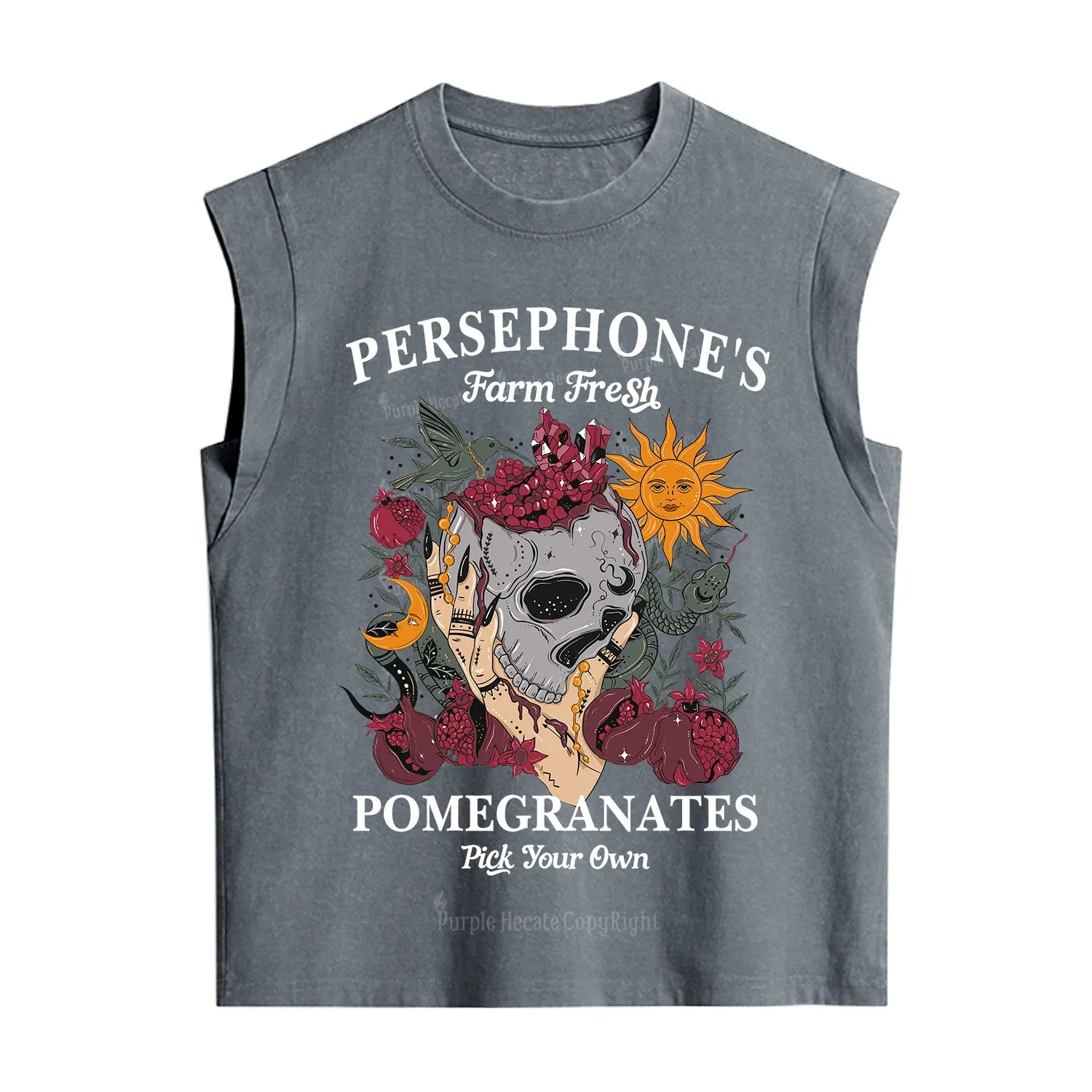 Purplehecate Persephone's Farm Fresh Pomegranates Pick Your Own Vintage Washed Tank