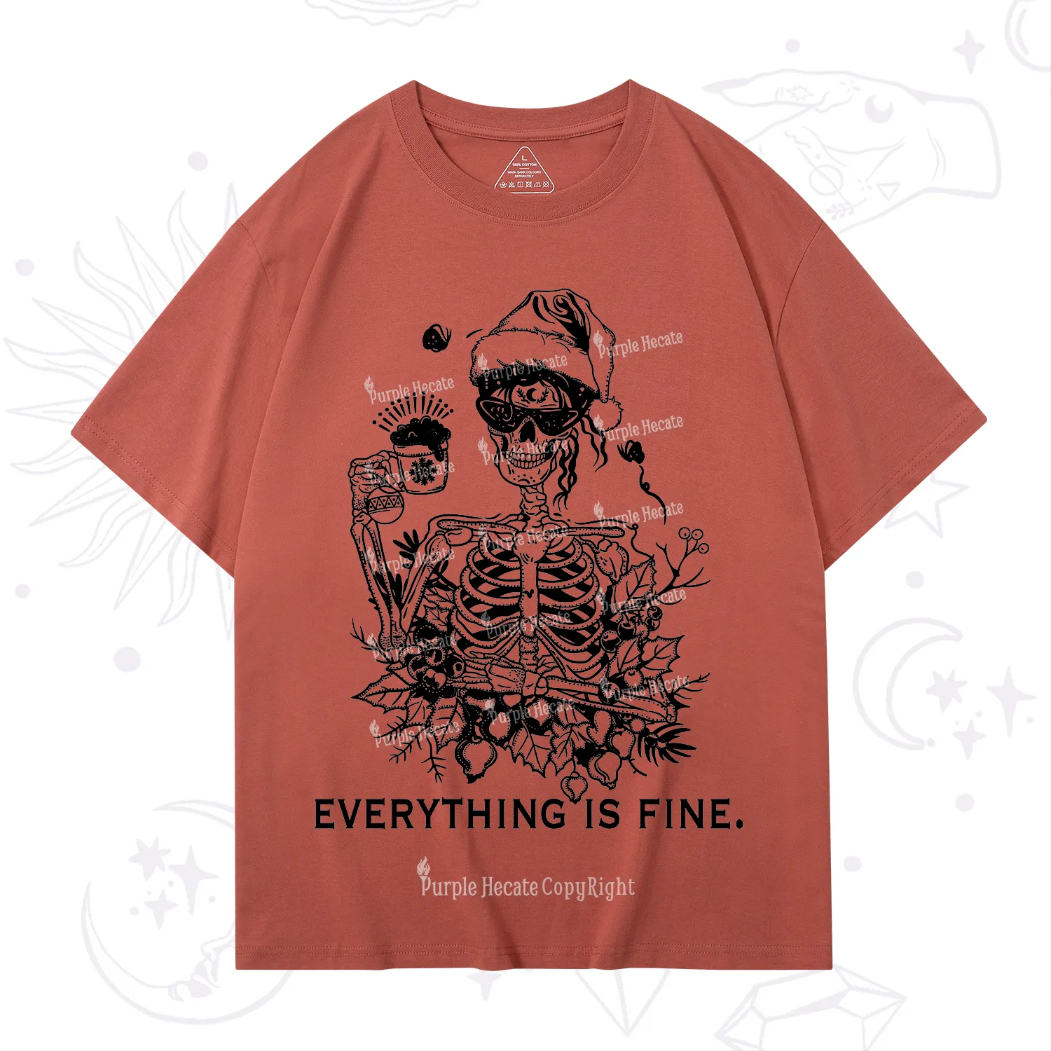 Purplehecate Everything Is Fine Christmas T-Shirt