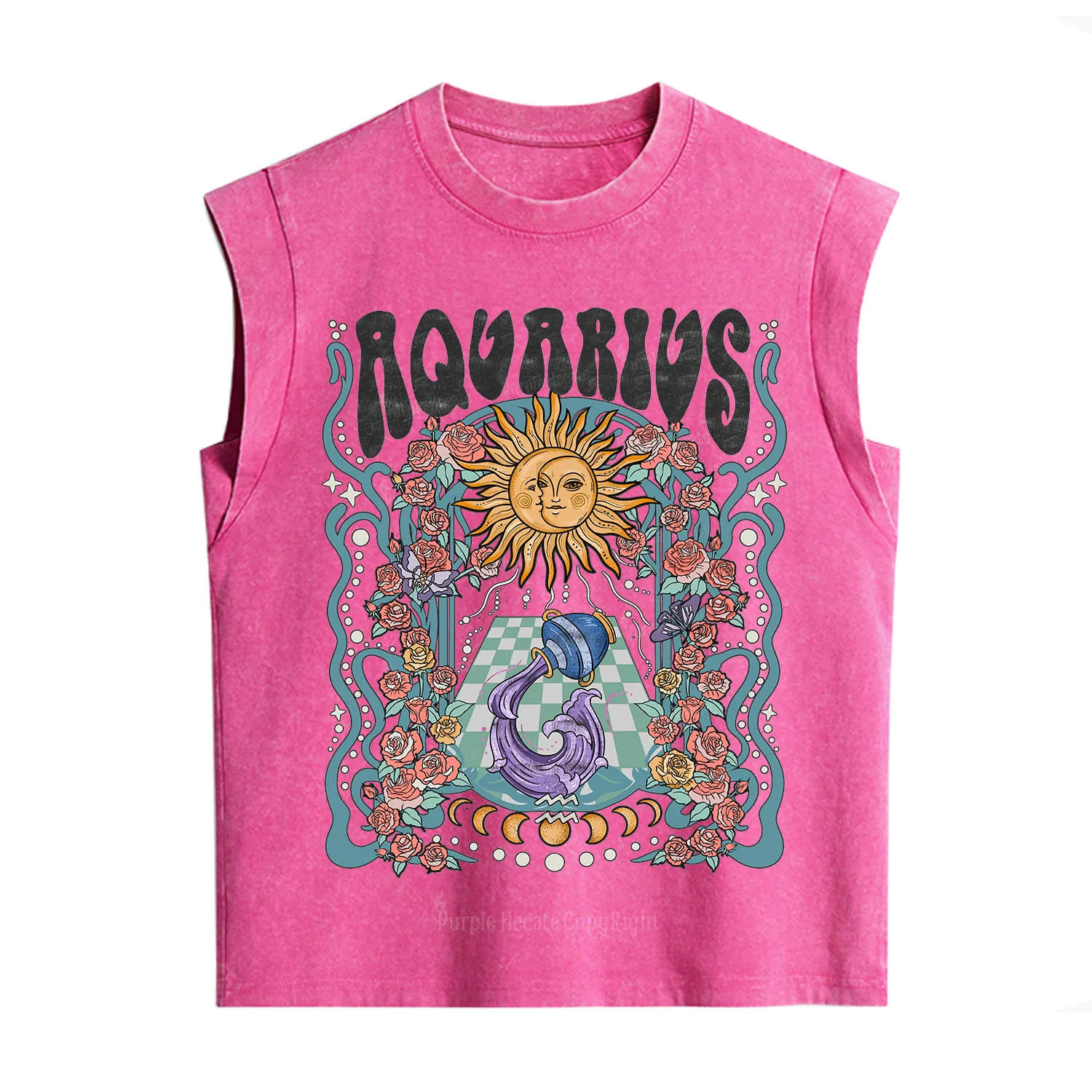 Purplehecate Aquarius Spirit Zodiac Vintage Washed Tank