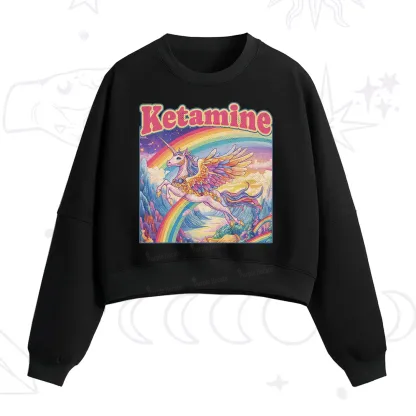 Purplehecate Ketamine Rainbow Unicorn Fleece Cropped Sweatshirt