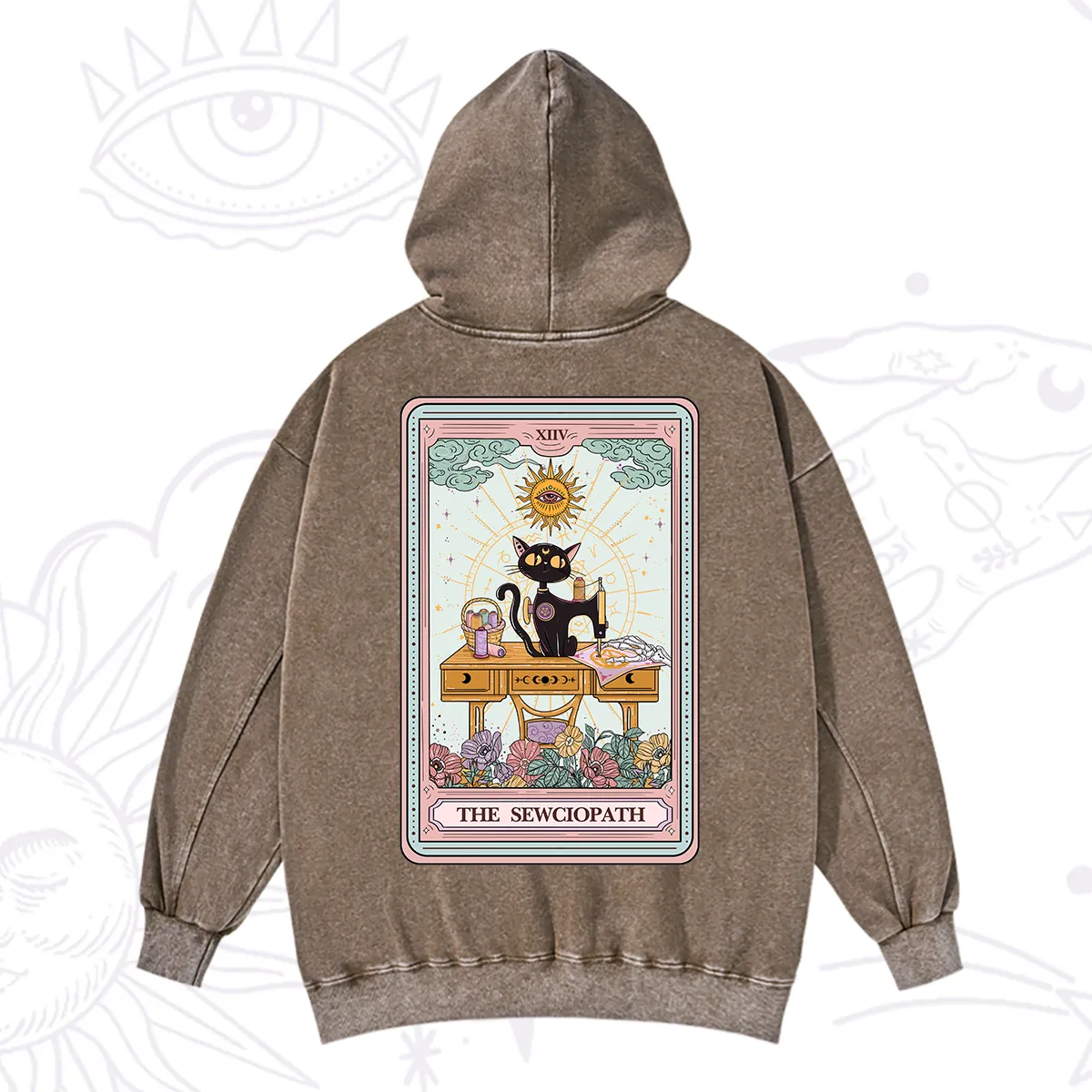 Purplehecate The Sewciopath Tarot Card Washed Hoodie