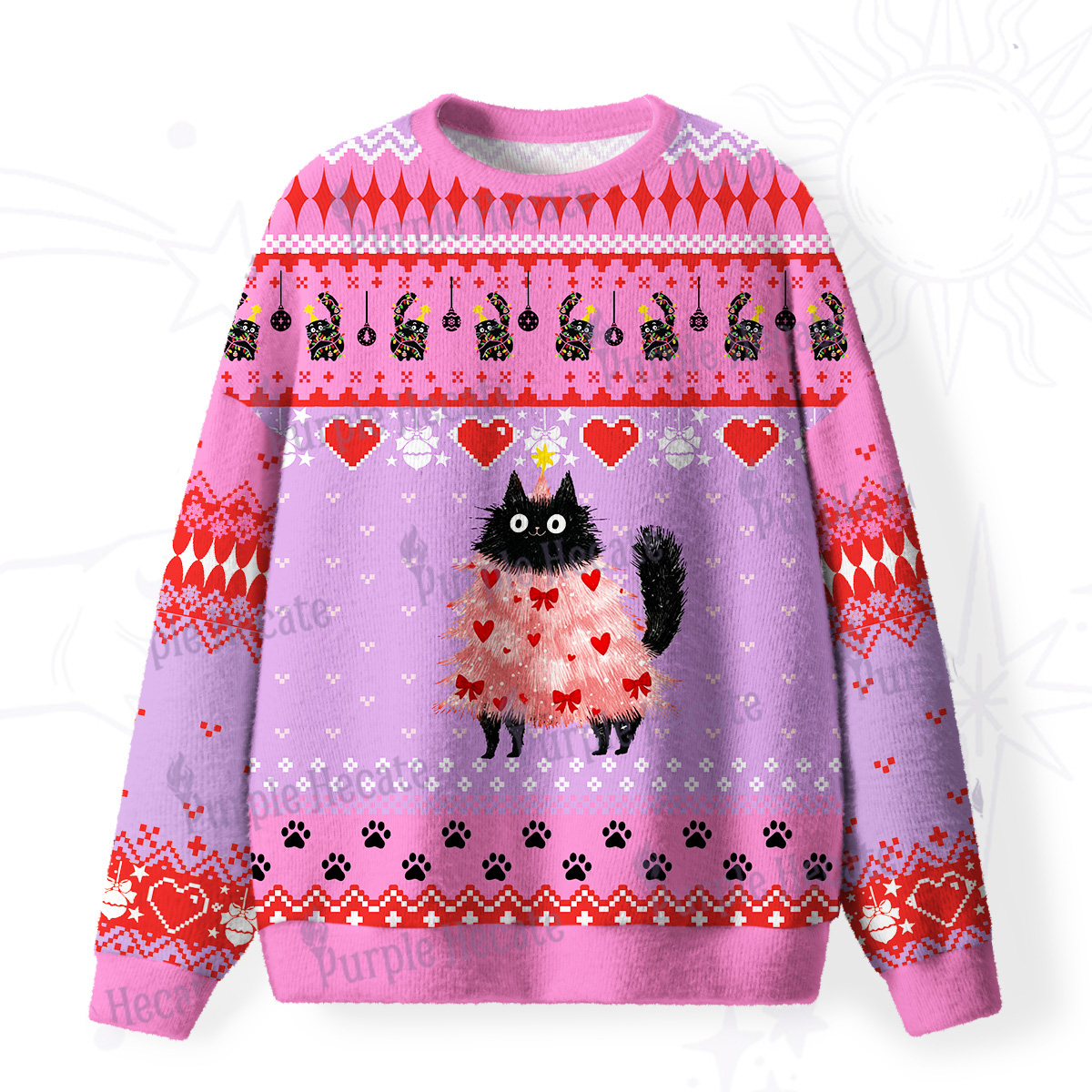 Purplehecate Funny Black Cat in Tree Fuzzy Ugly Sweatshirt