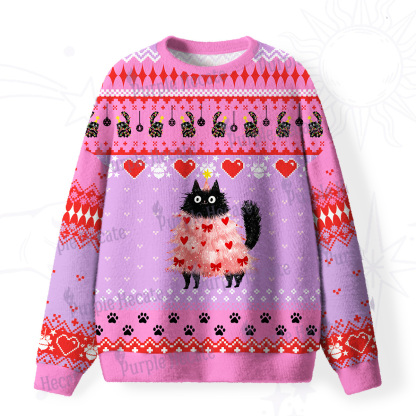Purplehecate Funny Black Cat in Tree Fuzzy Ugly Sweatshirt