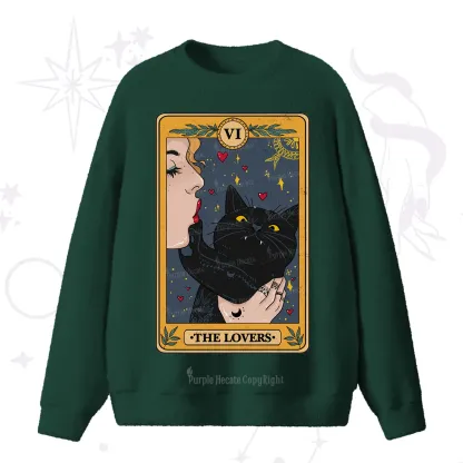 Purplehecate The Lovers Cat Tarot Fuzzy Ugly Sweater