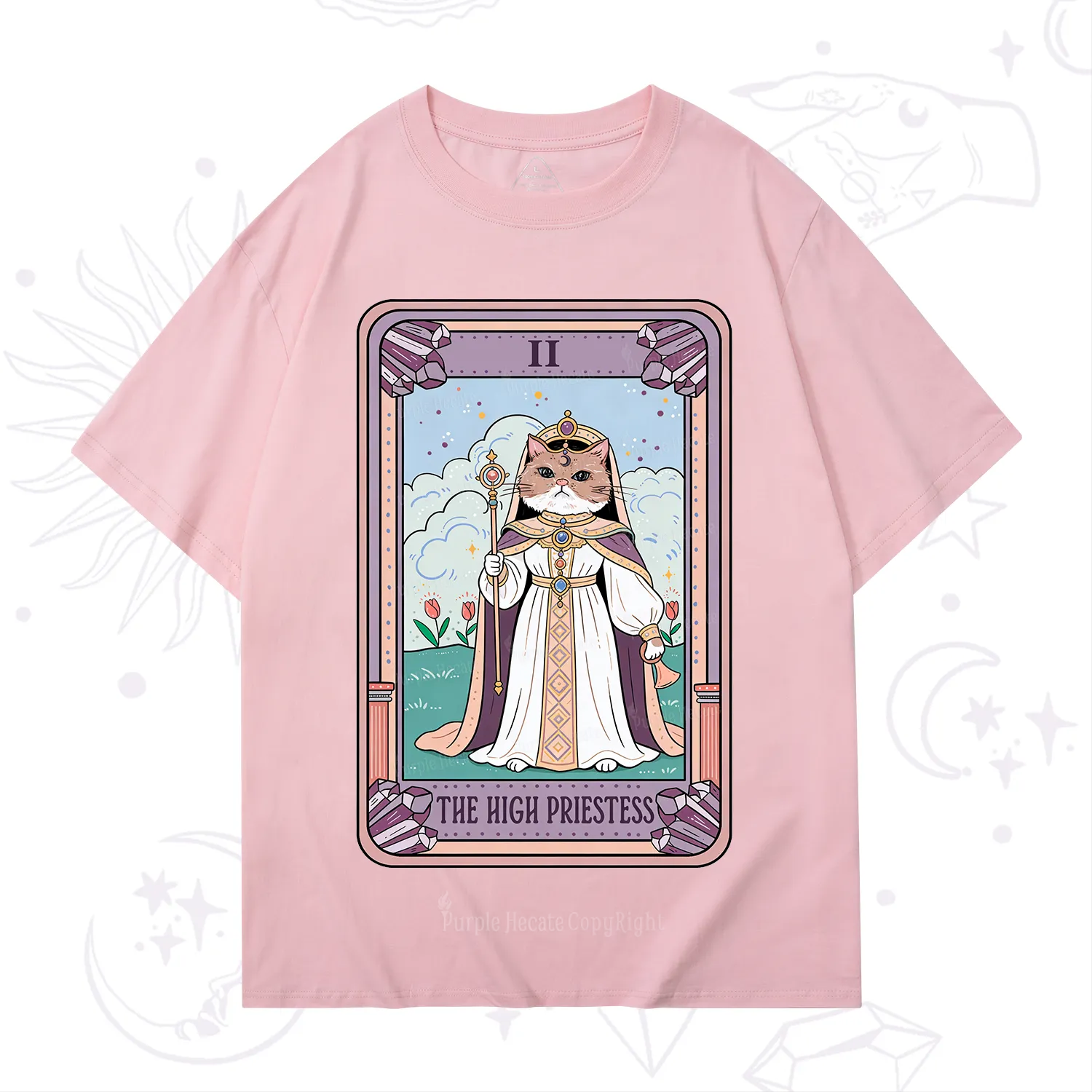 Purplehecate The High Priestess Cat Tarot T-Shirt