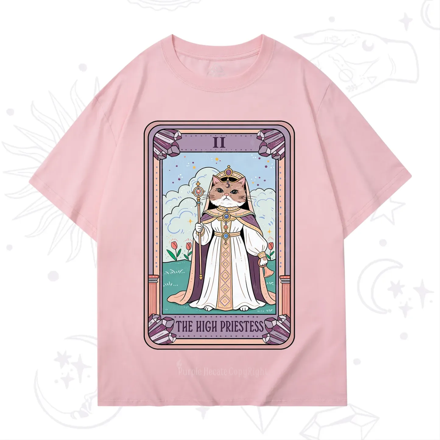 Purplehecate The High Priestess Cat Tarot T-Shirt