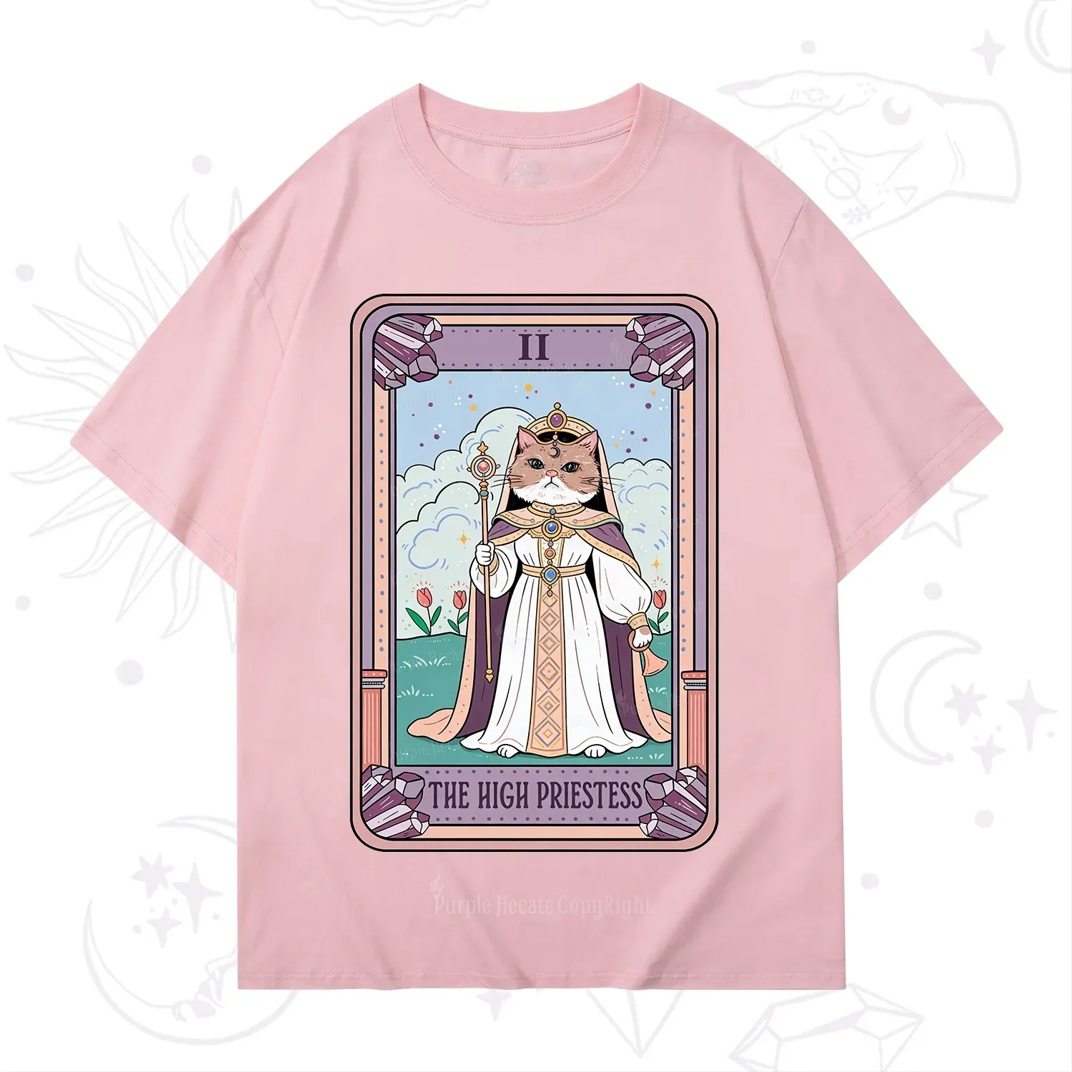 Purplehecate The High Priestess Cat Tarot T-Shirt