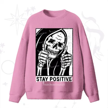 Purplehecate Stay Positive Fuzzy Ugly Sweater
