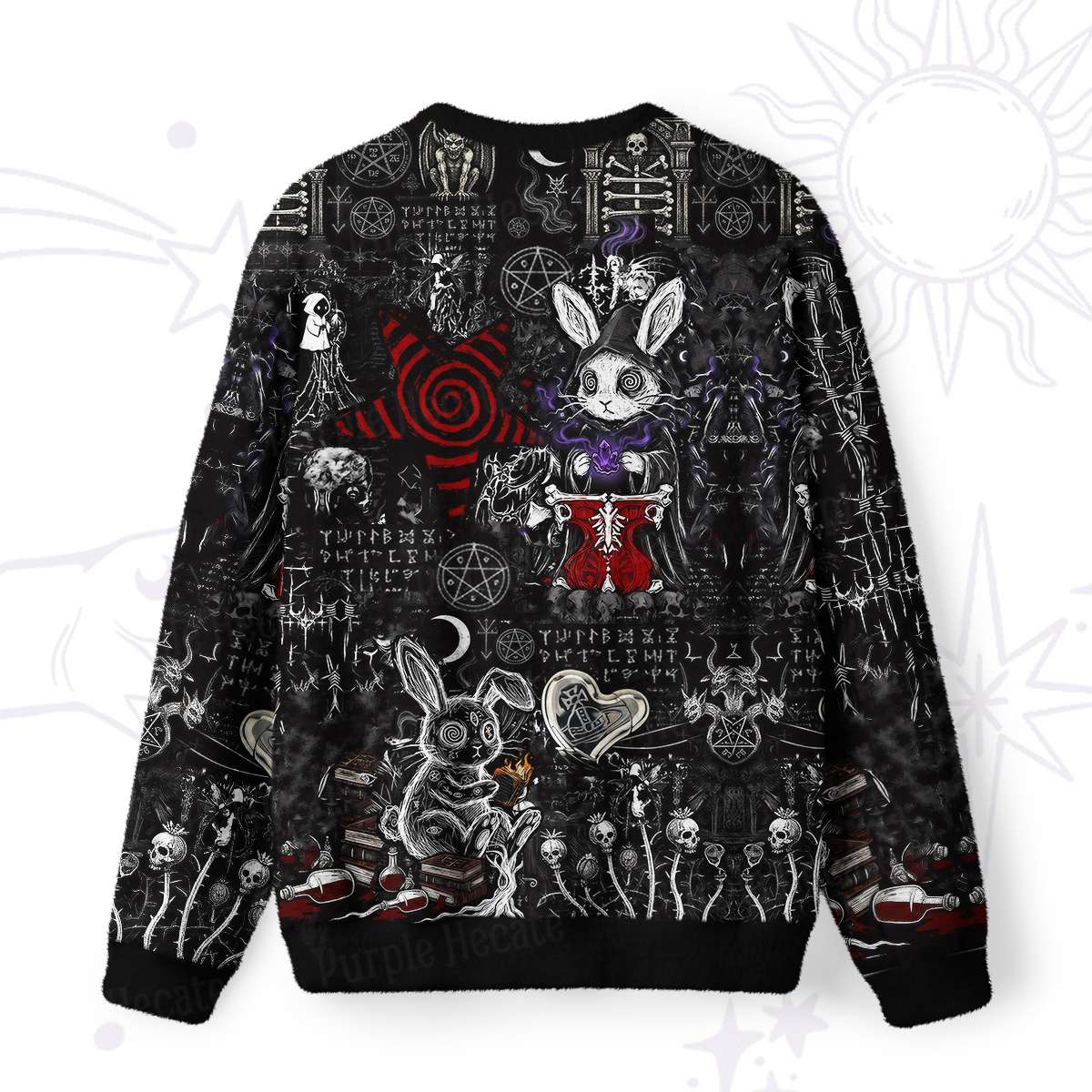 Purplehecate Gothic Cursed Bunny Ritual Fuzzy Ugly Sweatshirt