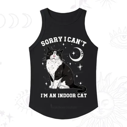 Purplehecate Sorry I Can't Go I'm an Indoor Cat Racerback Tank Top