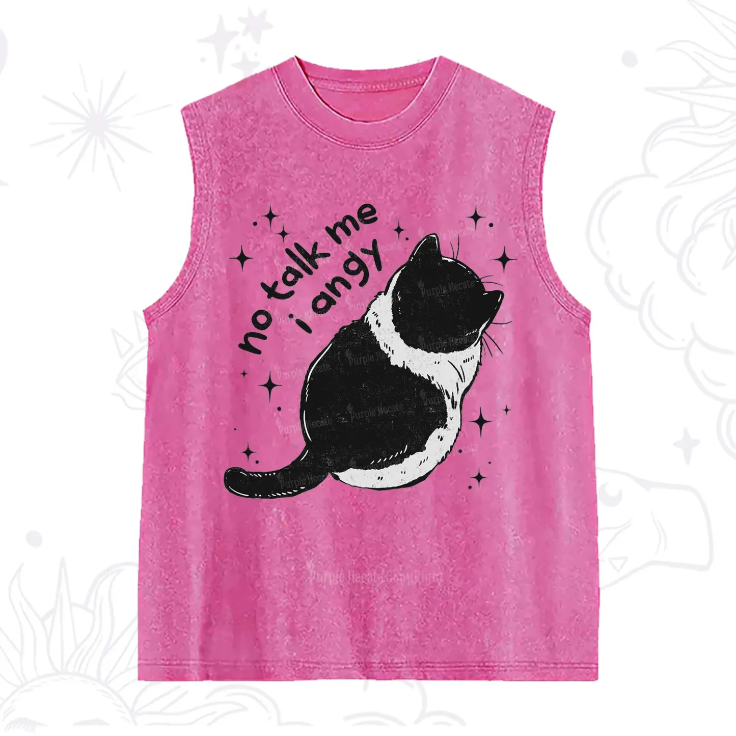 Purplehecate No Talk Me Im Angy Cat Washed Tank