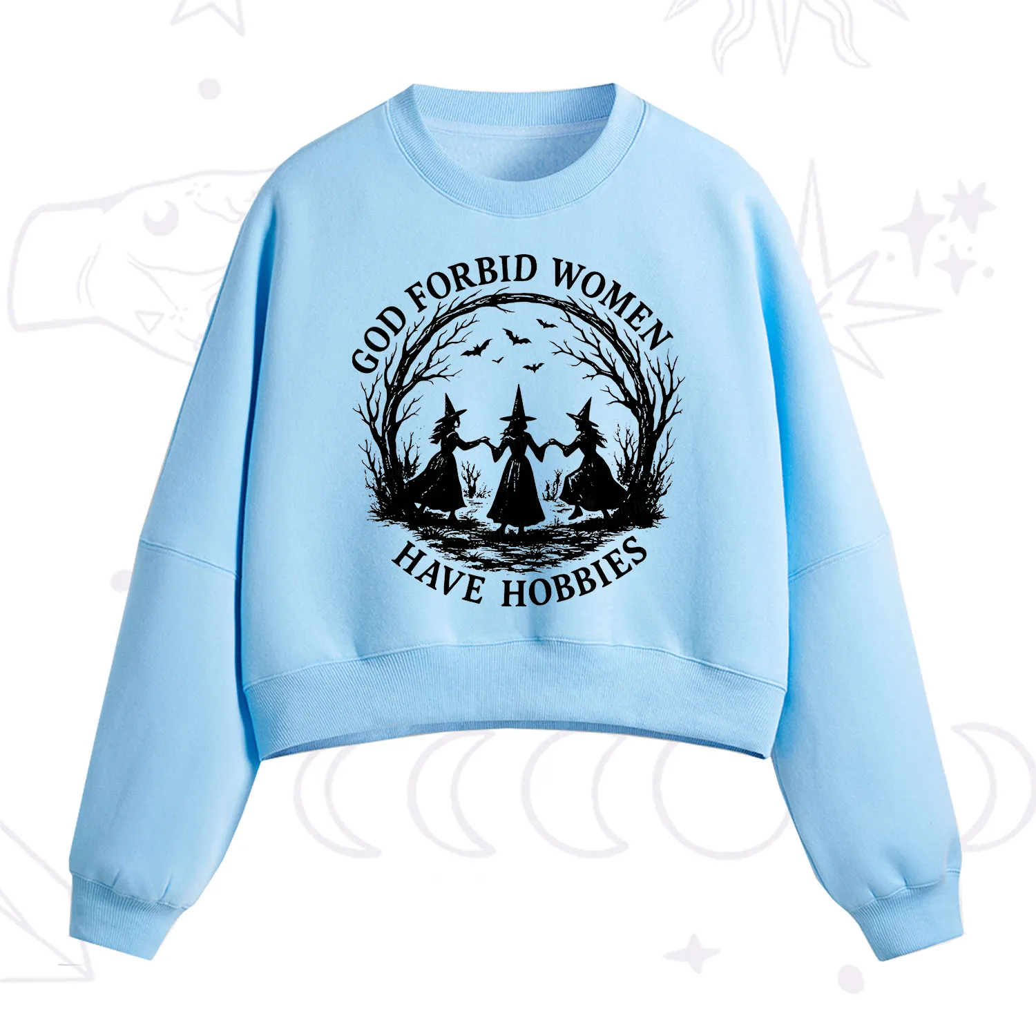 Purplehecate God Forbid Women Have Hobbies Fleece Cropped Sweatshirt