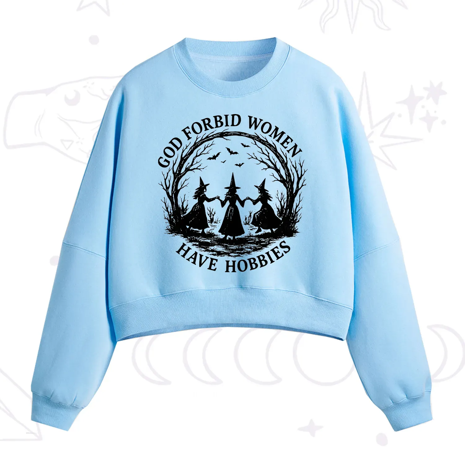 Purplehecate God Forbid Women Have Hobbies Fleece Cropped Sweatshirt