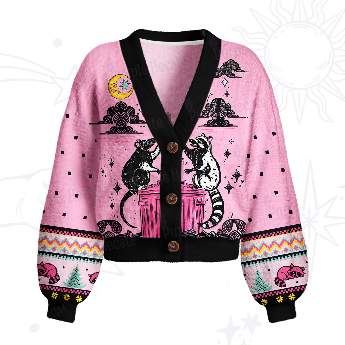 Purplehecate The Team Trash Opossum Tarot Cardigan Sweaters
