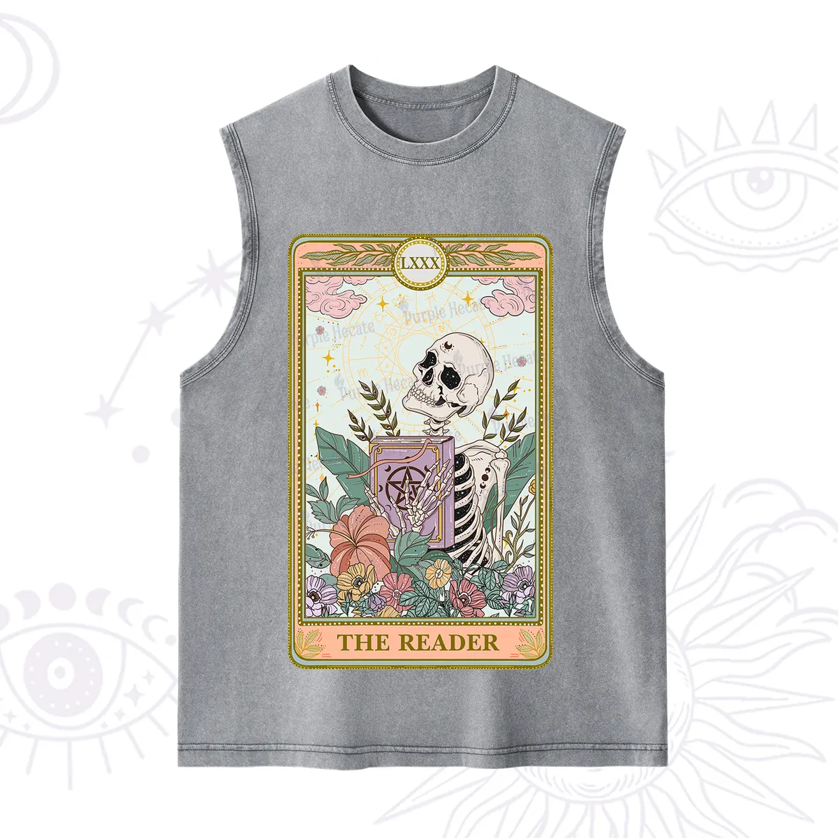 Purplehecate The Reader Occult Tarot Skeleton Washed Tank