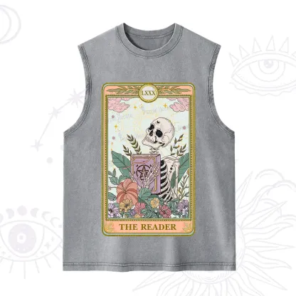 Purplehecate The Reader Occult Tarot Skeleton Washed Tank