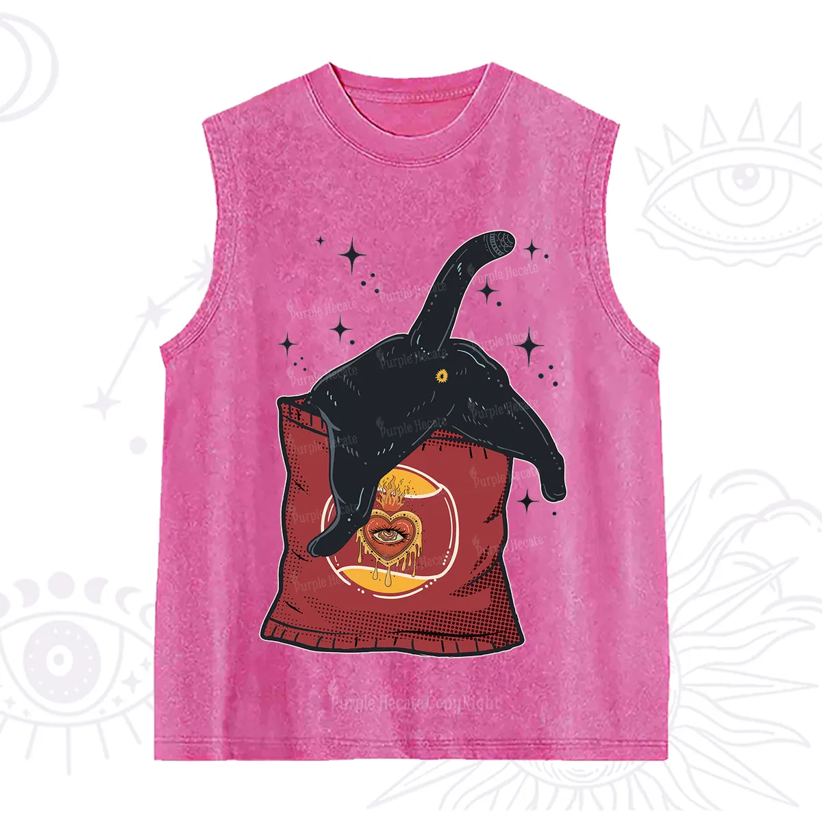 Purplehecate Curious Witch Cat Washed Tank