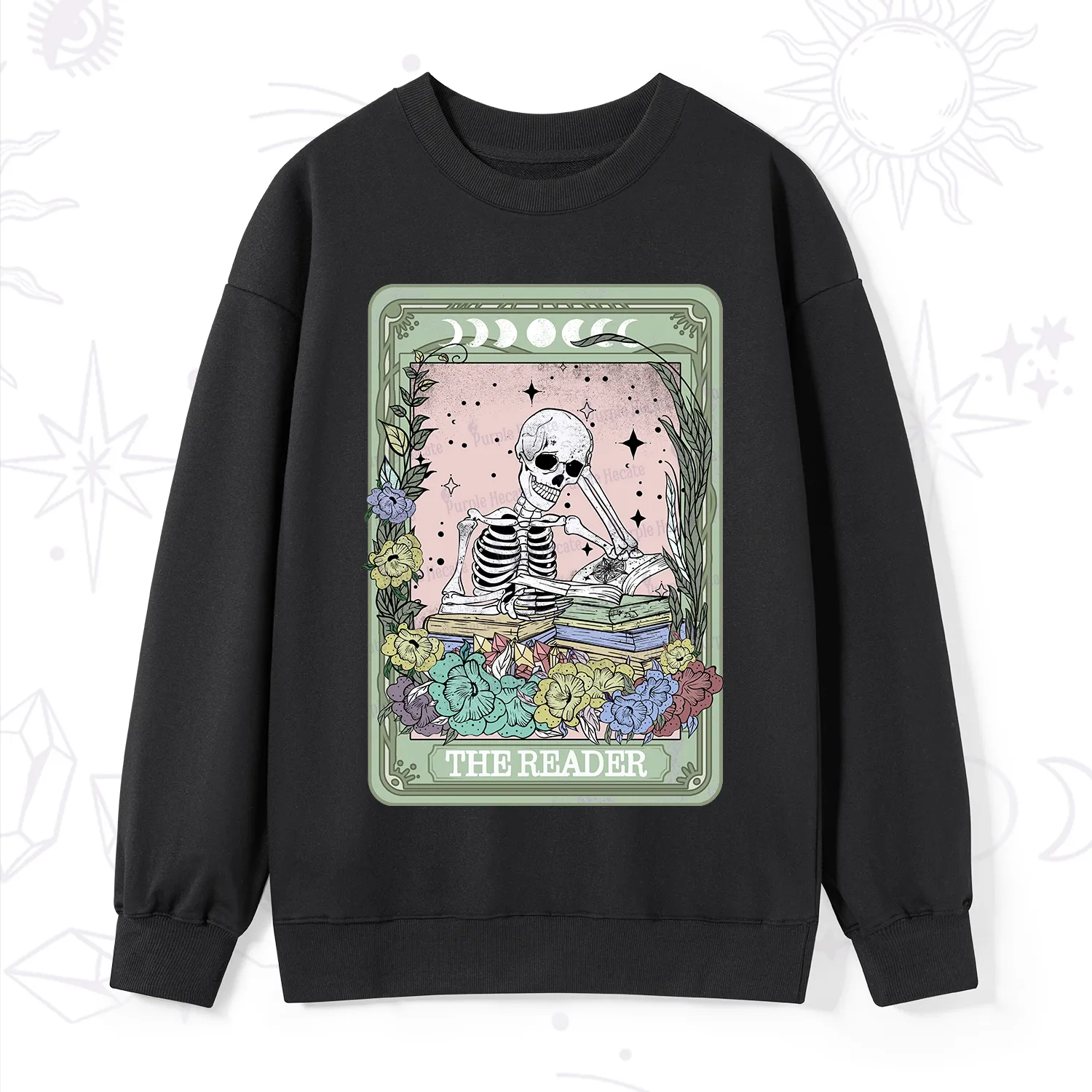 Purplehecate The Reader Bookworm Tarot Skeleton Sweatshirt