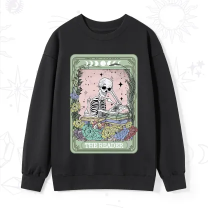Purplehecate The Reader Bookworm Tarot Skeleton Sweatshirt