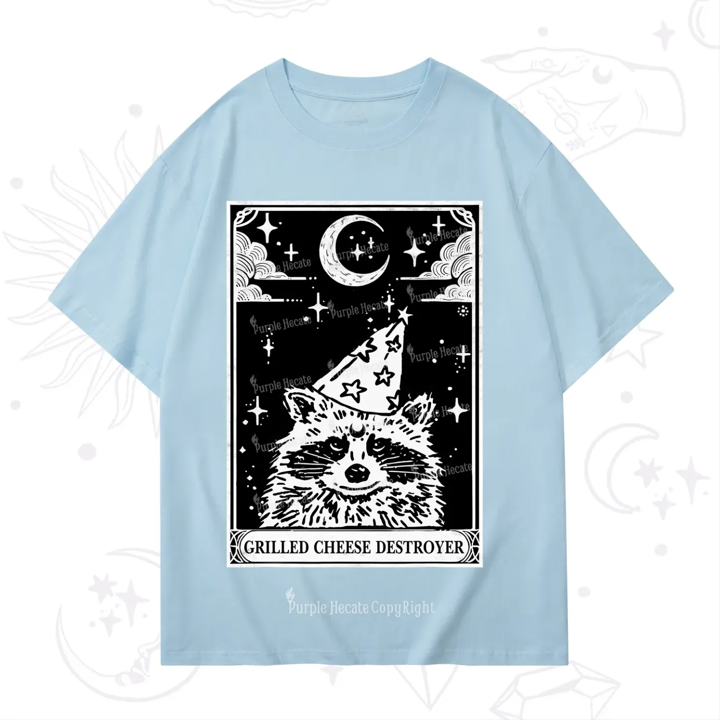 Purplehecate The Grilled Cheese Destroyer Tarot Raccoon T-Shirt