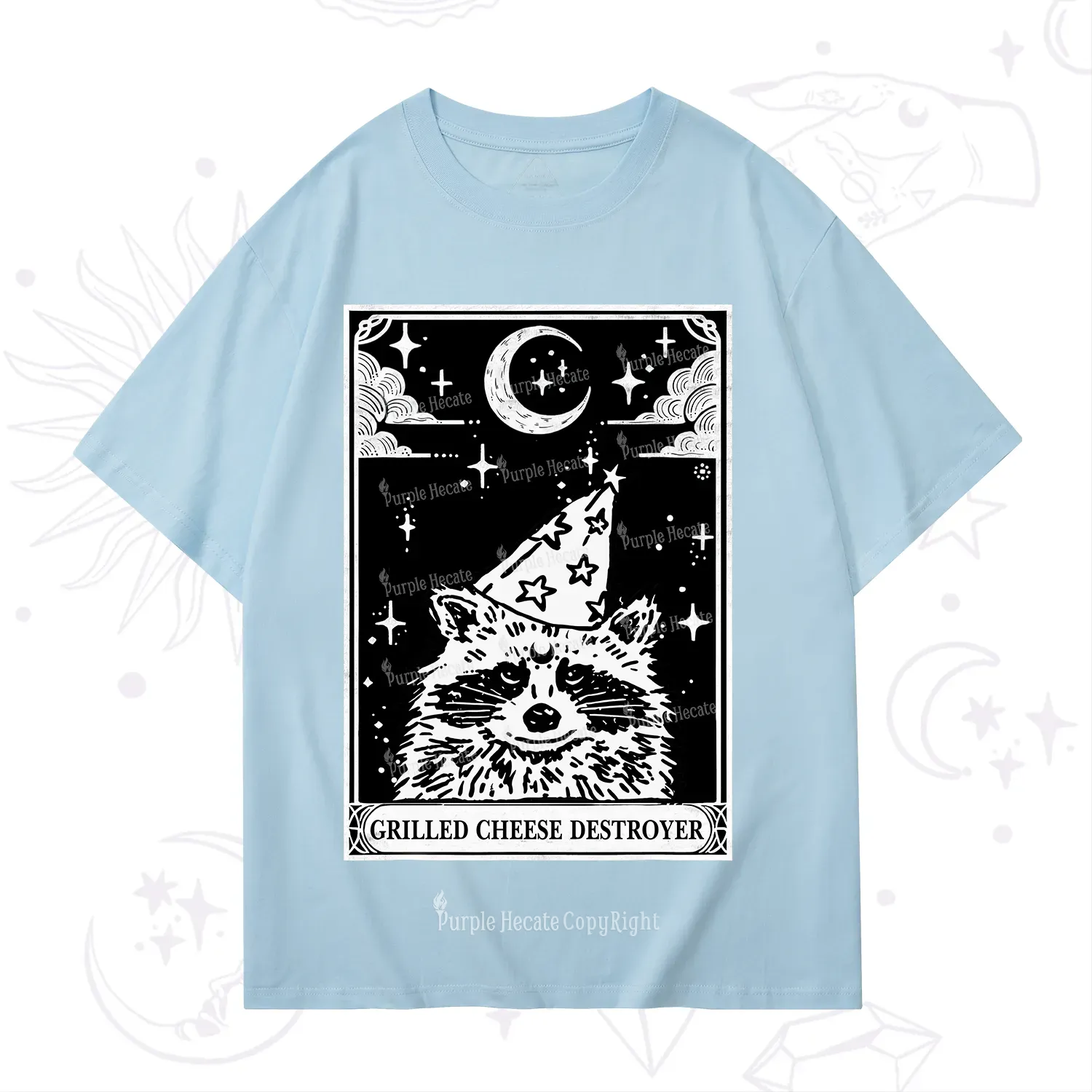 Purplehecate The Grilled Cheese Destroyer Tarot Raccoon T-Shirt