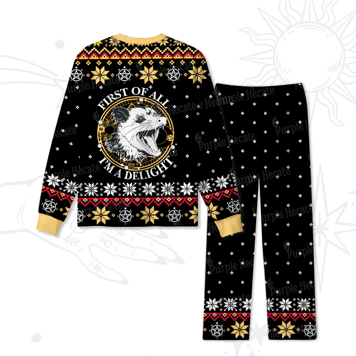 Purplehecate First Of All I'm A Delightful Opossum Christmas Pajamas