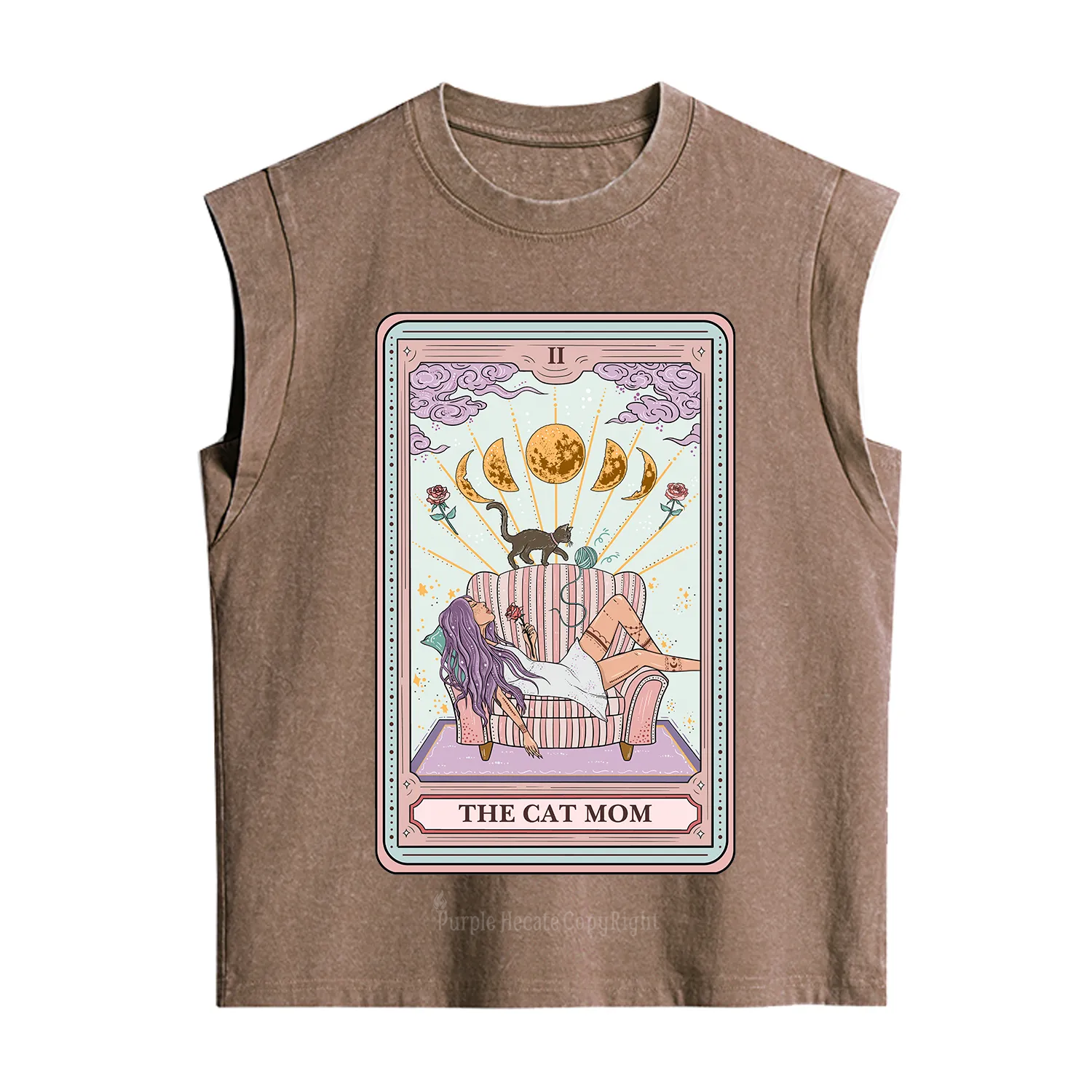 Purplehecate The Cat Mom Tarot Vintage Washed Tank