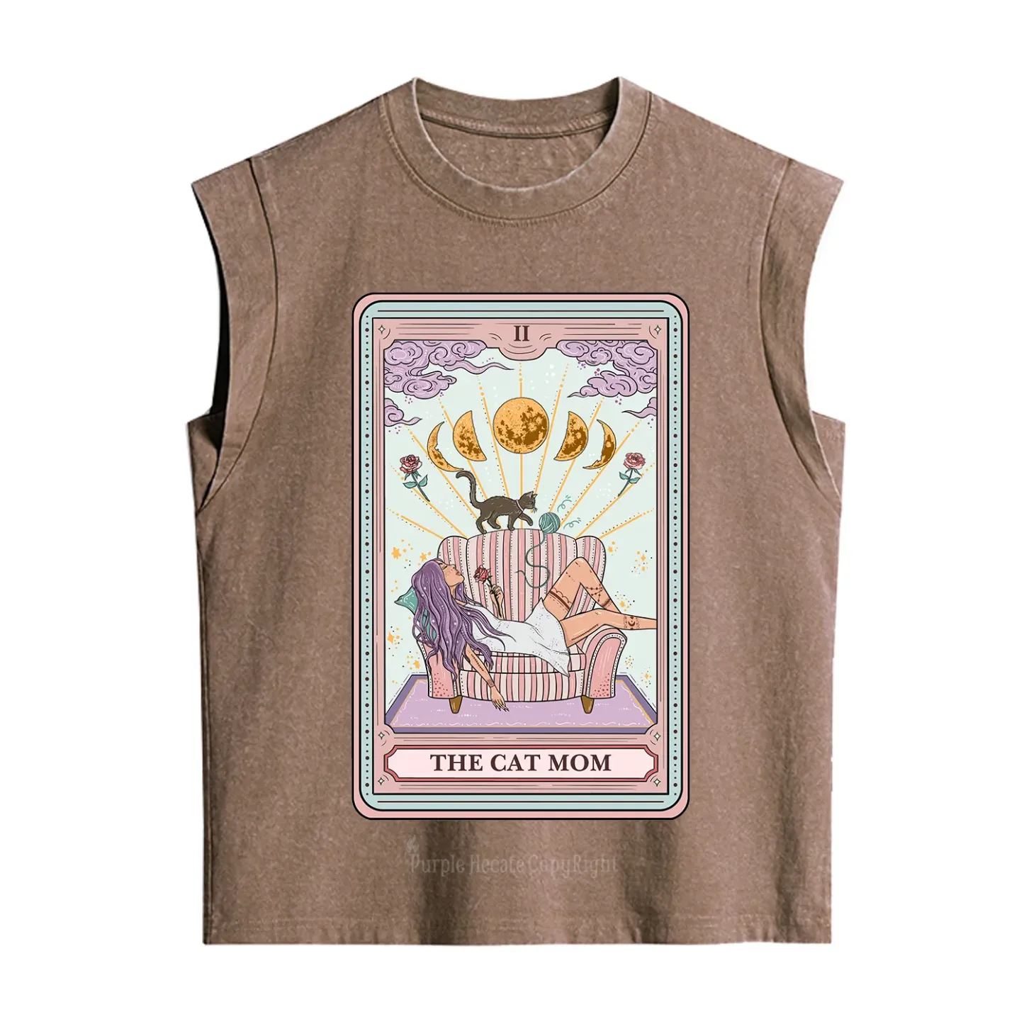 Purplehecate The Cat Mom Tarot Vintage Washed Tank