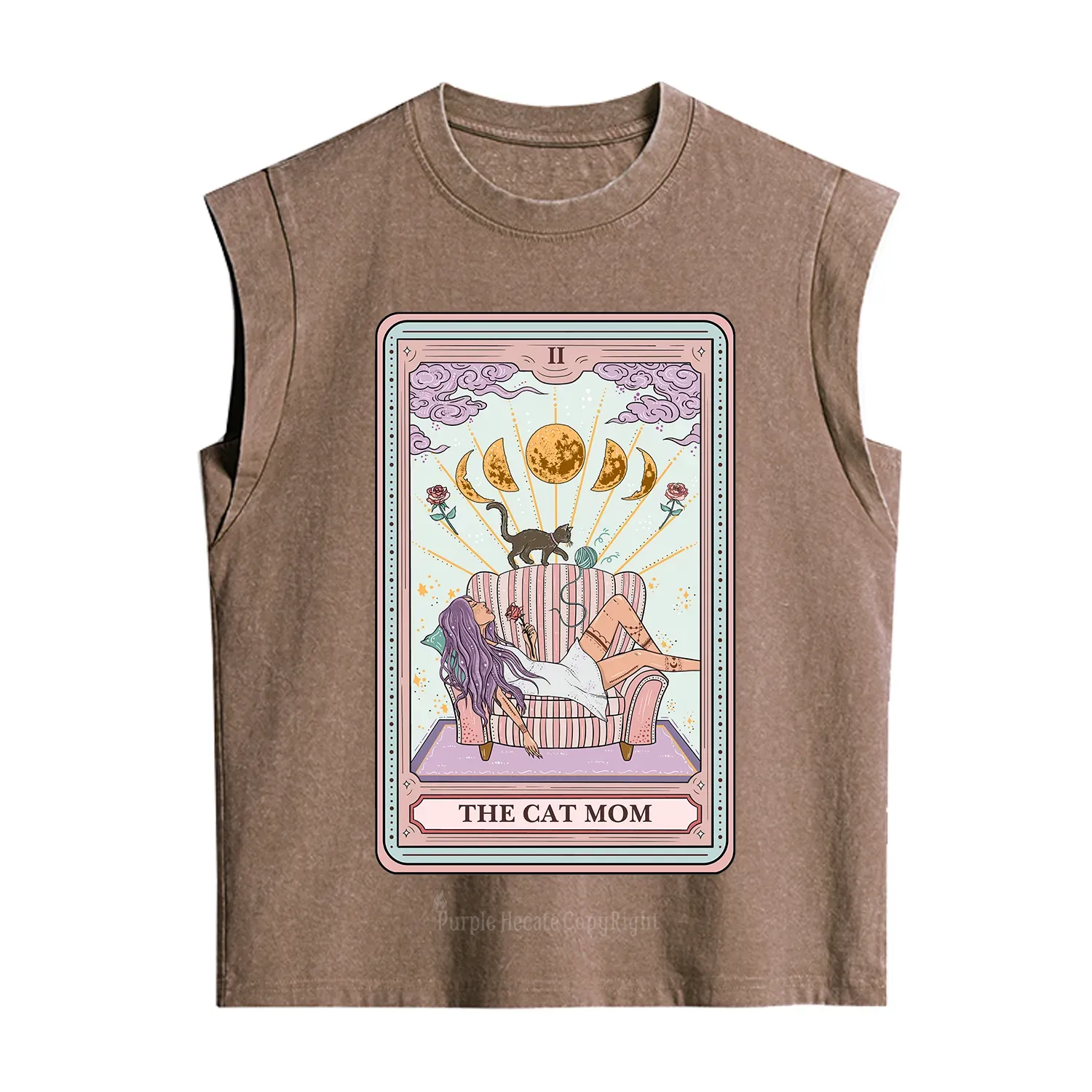 Purplehecate The Cat Mom Tarot Vintage Washed Tank