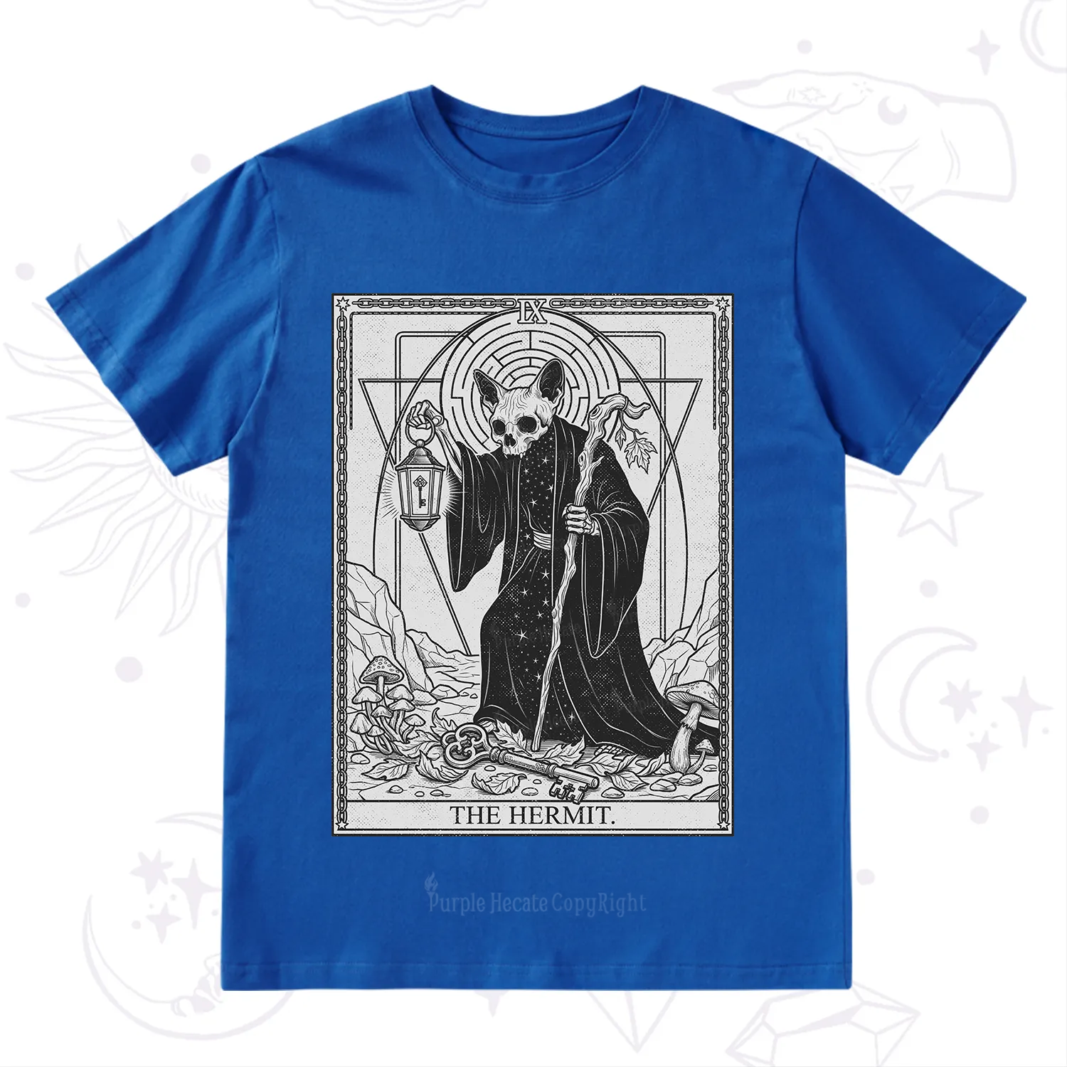 Purplehecate The Hermit Skeleton Cat Tarot T-Shirt