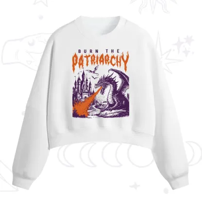 Purplehecate Burn the Patriarchy Dragon Fleece Cropped Sweatshirt