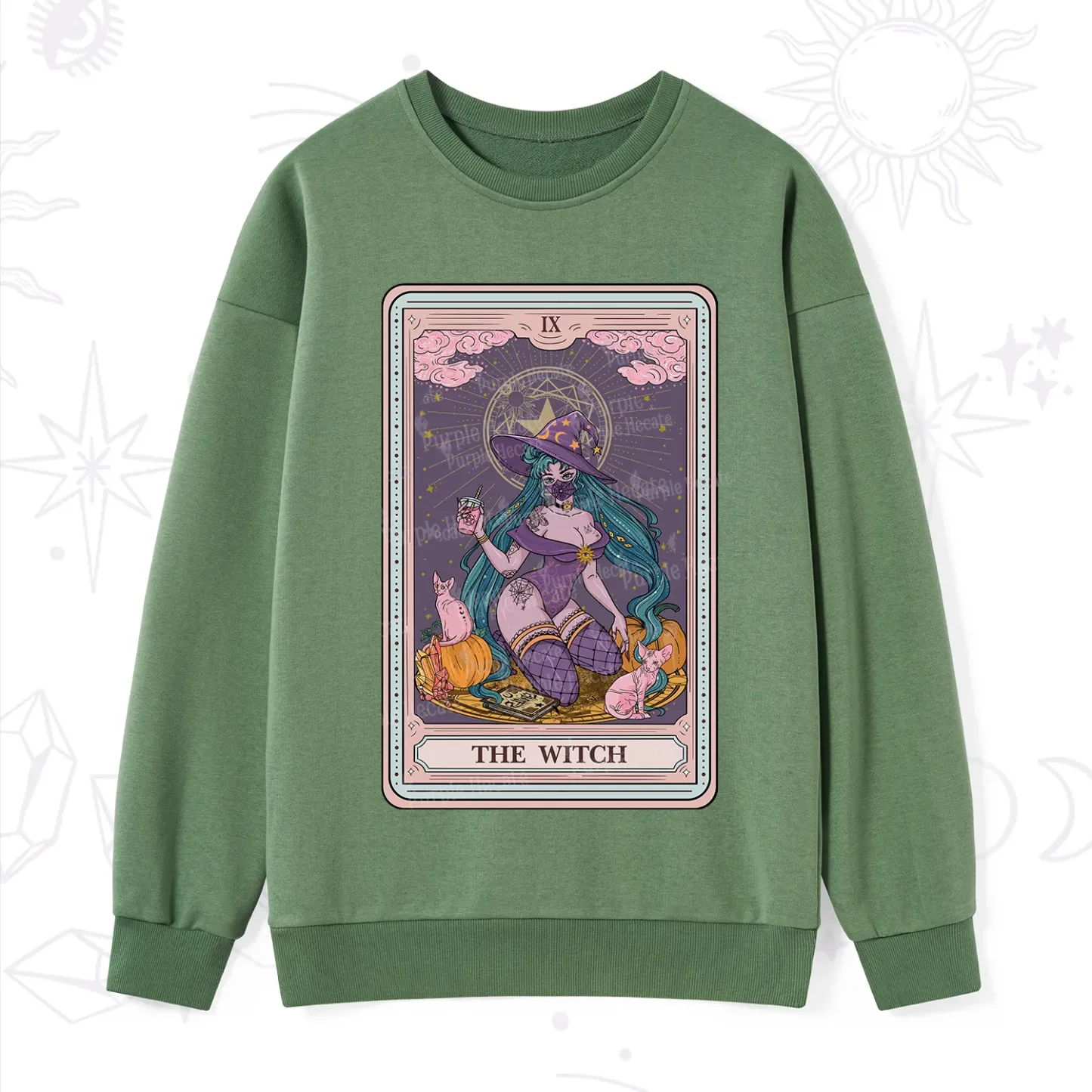 Purplehecate The Witch Tarot Halloween Sweatshirt