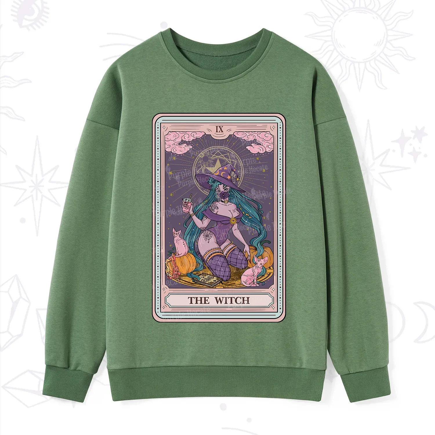 Purplehecate The Witch Tarot Halloween Sweatshirt