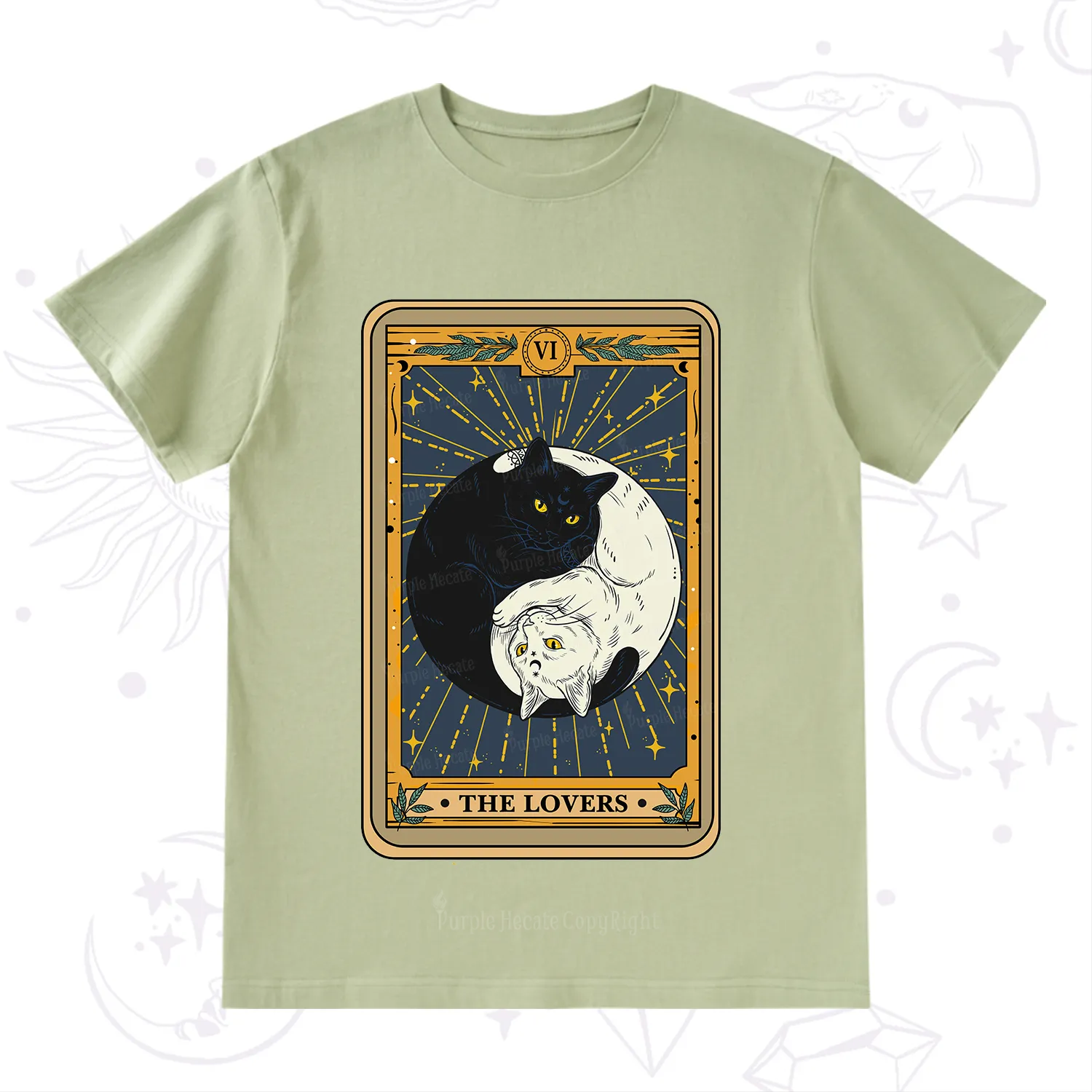 Purplehecate The Lovers Cat Tarot T-Shirt