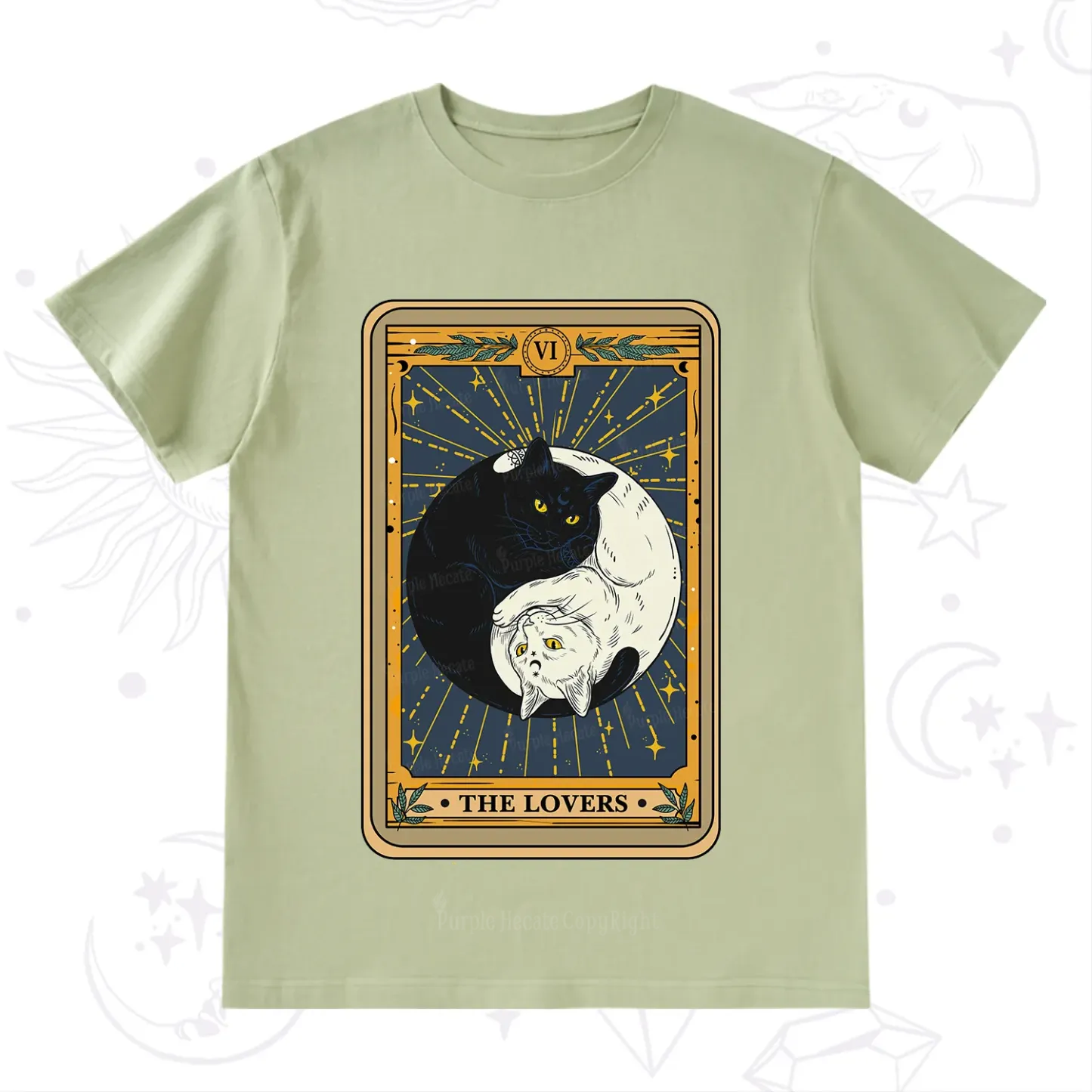 Purplehecate The Lovers Cat Tarot T-Shirt