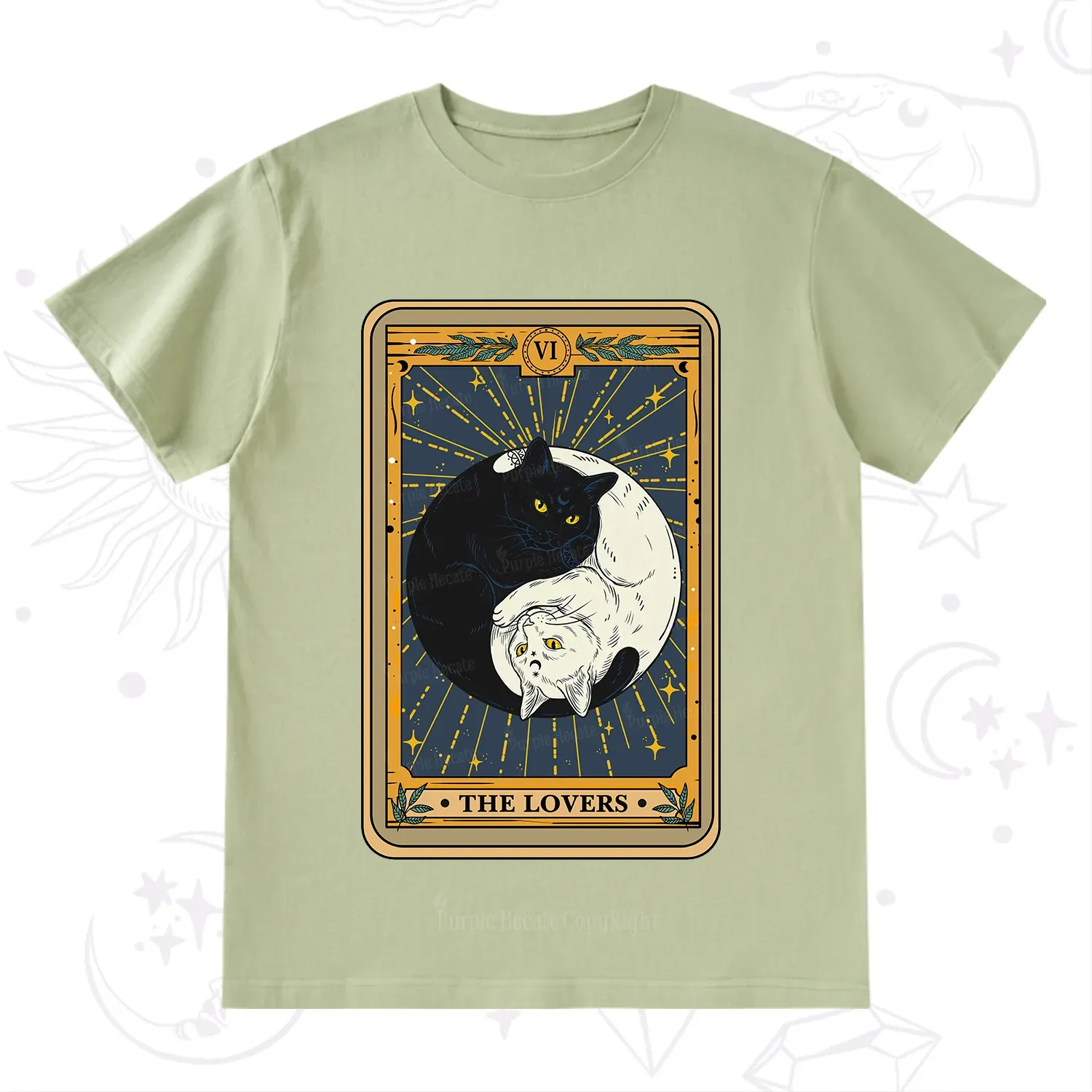 Purplehecate The Lovers Cat Tarot T-Shirt