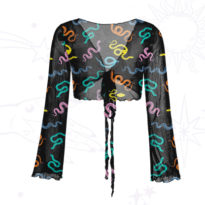 Purplehecate Colorful Trippy Snake Mesh Tie Front Top